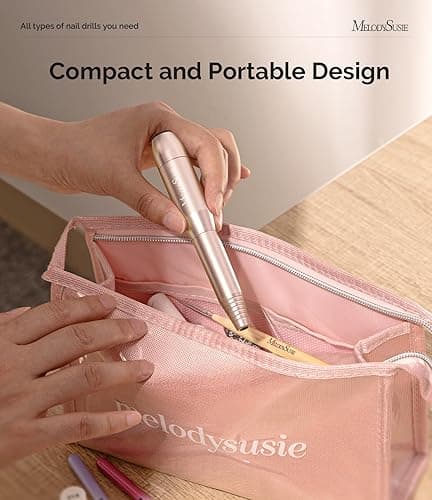 MelodySusie Portable Electric Nail Drill,PC120B Compact Efile Electrical Professional Nail File Kit for Acrylic, Gel Nails, Manicure Pedicure Polishing Shape Tools Design for Home Salon Use, Gold thumbnail 4