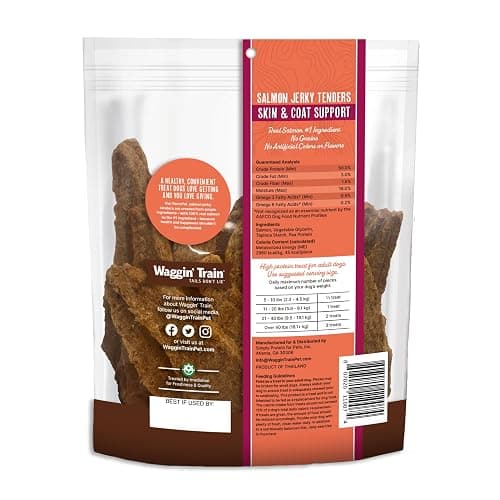 Waggin' Train Salmon Jerky Tenders for Skin & Coat Support for Dogs - 12 oz Pouch - Grain Free, High Protein Dog Treat thumbnail 3