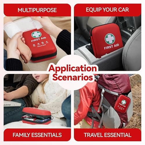 First Aid Kit - 170 Pieces Hard Case and Lightweight - Includes Instant Cold Pack,Emergency Blanket for Travel, Home, Office, Vehicle thumbnail 7