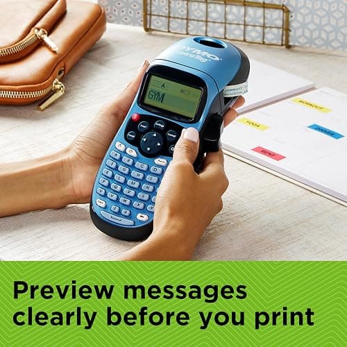 DYMO LetraTag LT-100H Handheld Label Maker | ABC Keyboard Label Printer with Easy-to-Use13 Character LCD Screen | for Home or Office | Blue thumbnail 4
