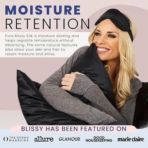 Blissy Silk Sleep Mask - Eye Sleeping Mask for Women & Men for Total Blackout - 100% Pure Mulberry Silk, 22 Momme 6a Fibers - Blindfold Sleep Mask Side Sleeper Eye Cover (Non Adjustable) thumbnail 4