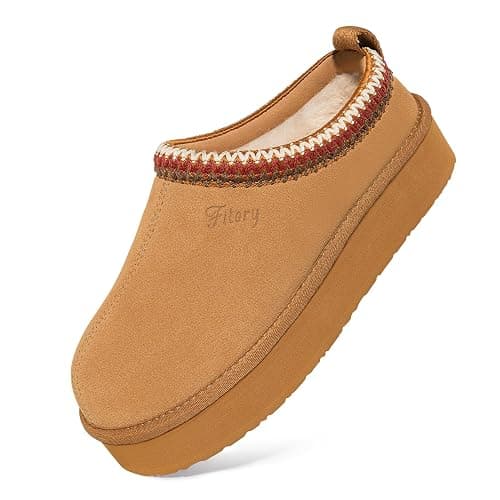 FITORY Women's Suede Slipper | Flat Short Mini Boots with Fur Fleece | Winter Casual Comfort Shoes - Image 1