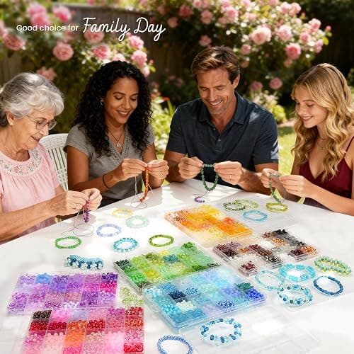 7200PCS 6mm Glass Beads Bracelet Making Kit, 144 Colors Assorted Crystal Beads for Bracelets and Jewelry Making, Round Crackle Glass Beads for DIY Necklace Friendship Bracelets Earring Crafts thumbnail 6