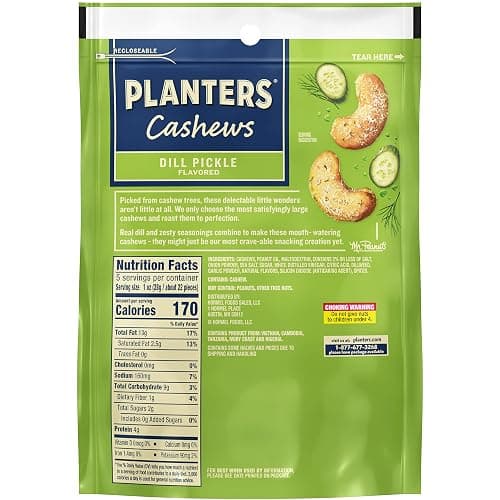 PLANTERS Cashews Dill Pickle - Trail Mix Snack Packs - Snacks with Dill Pickle, Snack Pack, Party Trail Mix, 5 Oz Bag, Pack of 1 thumbnail 2