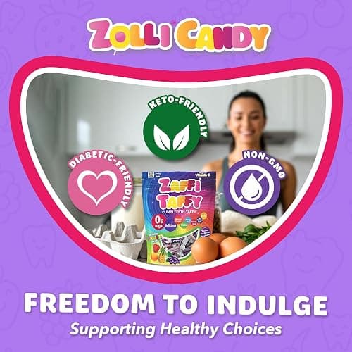 Zaffi Taffy Sugar Free Candy - Dye Free, Keto & Diabetic-Friendly, Dentist-Approved Treats for Kids (Natural Fruit Flavor, 3 oz) thumbnail 6