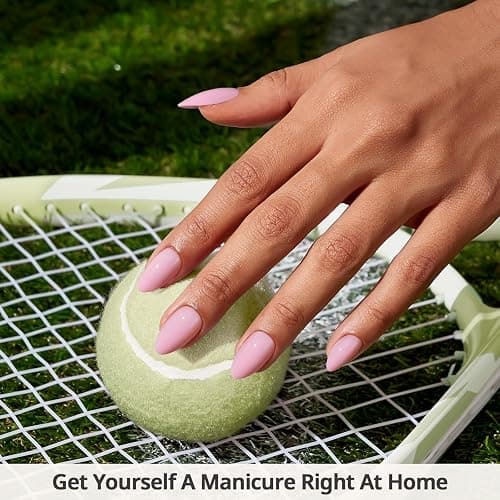 BTArtbox Press On Nails Almond - Pastel Baby Pink Short Press On Nails with Glue for Women, Opaque Soft Gel Glue On Nails in 16 Sizes - 32 Stick On Nails Kit, Bounce Kiss thumbnail 2