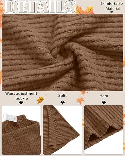 Neer 3 Pack Women's Maternity Skirts, Split Midi High Waist Ribbed Knit Solid Stretchy Pregnancy Pencil Long Skirt Clothes thumbnail 6