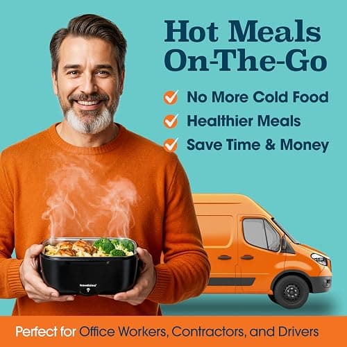 TRAVELISIMO Electric Lunch Box for Adults 80W Heated Lunch Box For Men 1.5L Stainless Steel Portable Food Warmer, 12/24/110V Electric Food Warmers for Travel & Work, Loncheras Para Hombres de Trabajo thumbnail 3