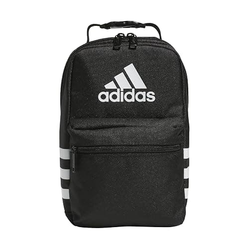 adidas Santiago Lunch Bag Cooler for Women and Men, Insulated Food Container Box with Mesh Pocket, Black/White, One Size thumbnail 5