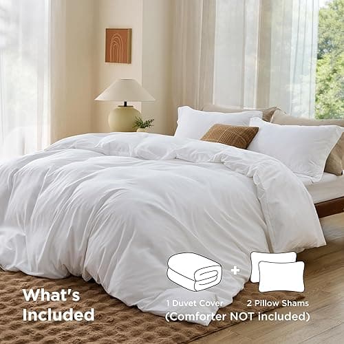 Bedsure White Duvet Cover Queen Size - Extra Soft Double Brushed Microfiber Bedding Set with Zipper Closure for Kids, 3 Pieces, Includes 1 Duvet Cover Queen (90"x90") & 2 Pillow Shams, NO Comforter thumbnail 3