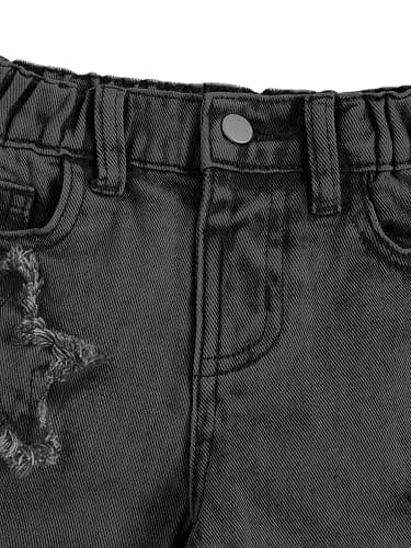 WDIRARA Toddler Girl's Star Print High Waisted Jeans Denim Pants with Pockets thumbnail 5