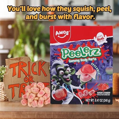 AMOS Peelerz Body Parts Gummies Candy – Fun 3D Gummy Anatomy Treats for Kids & Adults, Individually Wrapped Pieces, 240g (8.47oz) Bag thumbnail 7