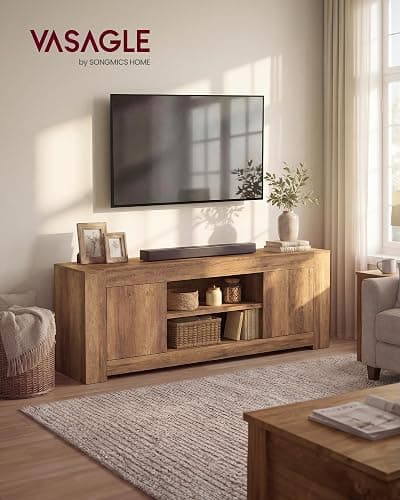 VASAGLE TV Stand, Farmhouse Entertainment Center with Storage Cabinets, Media Console Table for Living Room, Bedroom, for 65 Inch TV, 58 x 15.7 x 23.6 Inches, Honey Brown ULTV623K101S thumbnail 3