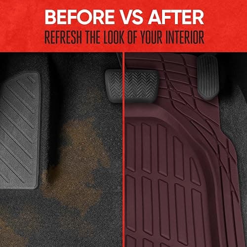 BDK Red All Weather Heavy Duty Car Floor Mats Interior Liners for Auto Van Truck SUV, Heavy Duty All Weather Protection, Fits Front & Rear thumbnail 7