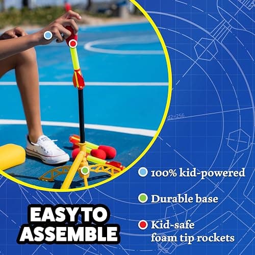 Stomp Rocket Ultra Rocket Launcher for Kids, 4 Rockets - Fun Backyard & Outdoor Kids Toys Gifts for Boys & Girls - High Flying Toy Foam Blaster Set - Multi-Player Adjustable Launch Stand thumbnail 6