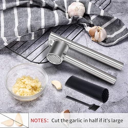 Mempedont Garlic Press Mincer - 304 Stainless Steel Garlic Crusher & Peeler Set, Detachable, Heavy-duty, Rust Proof Garlic Mincer Design for Extracts More Garlic Paste Per Clove thumbnail 2