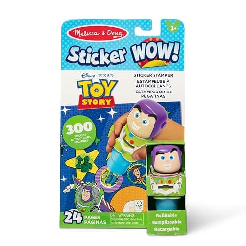 Melissa & Doug Sticker Wow!™ 24-Page Activity Pad and Sticker Stamper, 300 Stickers, Arts and Crafts Fidget Toy Collectible Character – Disney Buzz Lightyear - for Kids Ages 3+ - FSC Certified - Image 1
