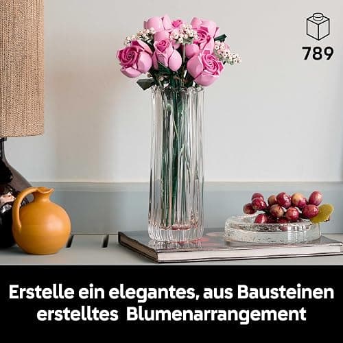 LEGO Botanicals Rosa Rosenstrauß - Set mit Kunstblumen für Erwachsene - 12 künstliche Rosen & 4 Zweige Schleierkraut als DIY Deko - Geschenkidee für Frauen - 10374 thumbnail 3