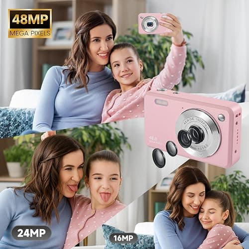 Digital Camera for Kids,1080P 48MP Point and Shoot Digital Cameras with 32GB Memory Card and 16X Digital Zoom Kids Camera, Compact Portable Small Gift for Boys Girls Teenager thumbnail 4