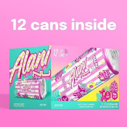 Alani Nu COTTON CANDY, Sugar Free, Low Calorie Energy Drinks, 200mg Caffeine, Biotin, B Vitamins, Zero Sugar, 10 Calories, 12 Fl Oz Cans, 12 Pack thumbnail 6