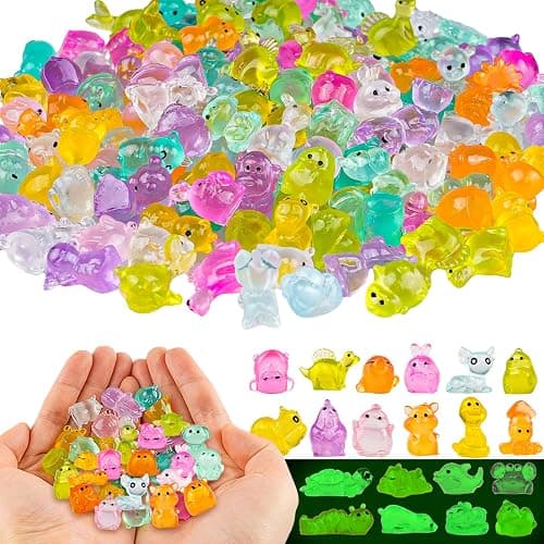 200pcs Multicolor Mini Resin Animals Luminous Tiny Ducks Figures for Micro Fairy Garden Accessories Micro Landscape Ornaments DIY Mini Garden Outdoor Decor Dinosaur Rabbit Flamingo Owls Ocean Animal - Image 1