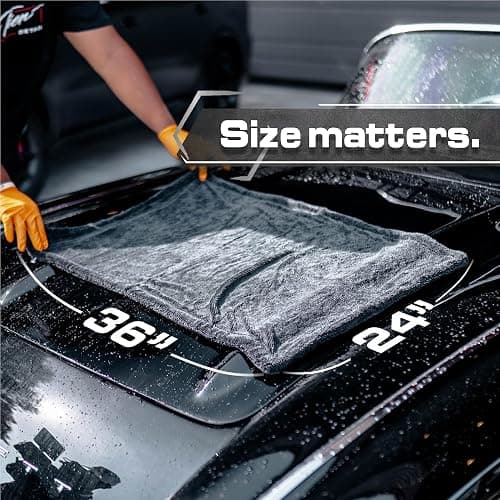 Blackline 24"x36" Twisted-Loop Drying Towel, 1300GSM, Streak Free, Lint Free, Reusable - Car Accessories, Bath Towels, Microfiber Cleaning Cloth - One Pass is All You Need thumbnail 7
