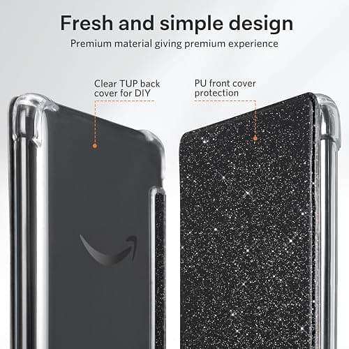 CoBak Case for 6" Kindle 11th Gen (2024 and 2022 Release) - Ultra Slim Transparent Clear TPU Back Shell Protective Cover with Auto Wake/Sleep for Kindle 11th Generation 2024 Release, Glitter Black thumbnail 4