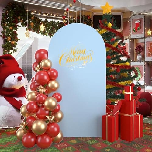 bricia Wedding Arch Backdrop Stand Cover, 6FT Double Sided Stretchy Arch Cover Fitted Wedding Birthday Party Banquet Decoration (Bluemist 72''Lx31.2''W) thumbnail 7