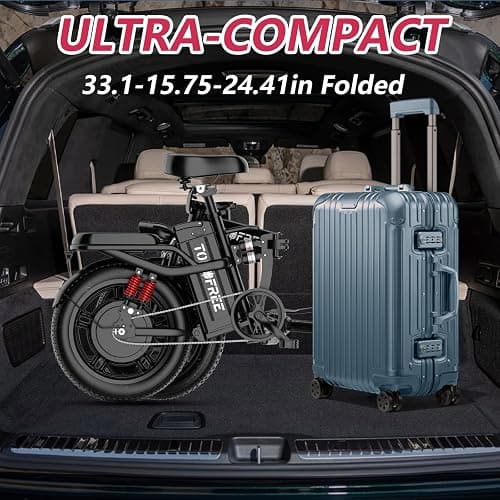 Tomofree 16" Electric Bike for Adult, 1500W Peak Motor 33MPH Ebike, 48V 20AH Battery, 40 Miles Long Range Ebike, Fat Tire E-Bike, All-Terrain Electric Bicycle with 2 Seats thumbnail 6