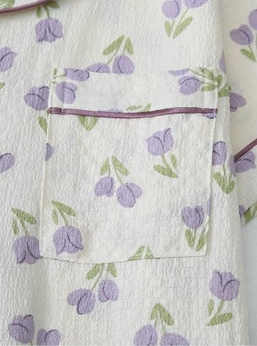 Remidoo Women's Floral Pj Set Short Sleeve 2 Piece Button Up Pajamas Sleepwear - X-Small - Flower White thumbnail 4