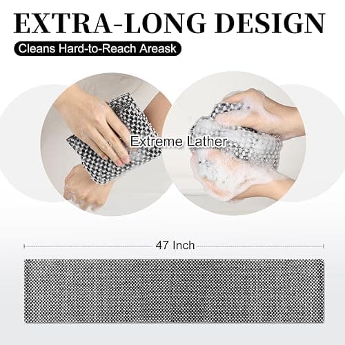 BESTWELL Exfoliating Shower Towel 47", Premium Scrub Wash Cloth for Body Face, 2-in-1 Exfoliating Towel-Body Scrubber for All Skin Types, Exfoliating Washcloth for Men and Woman thumbnail 2