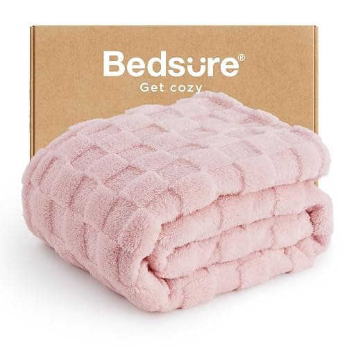 Bedsure GentleSoft Baby Pink Throw Blanket for Couch - Checkered Fleece Blankets Gifts for Women Girls, Cute Soft Cozy Throw for Bedroom Home Decor Gifts, 50x60 Inches - Image 1