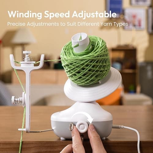 Etcokei Yarn Winder, Electric Yarn Ball Winder for Crocheting, Compact Yarn Cake Winder with Strong Tension Stepless Speed, Automatic Yarn Spinner Wool Winder, Ideal Helper for Knitting Lovers(White) thumbnail 4