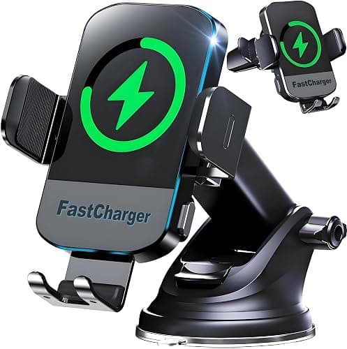 CHGeek Wireless Car Charger, 2025 Upgrade 15W Fast Charging Auto Clamping Car Phone Holder Charger, Phone Holders for car Mount, fit for iPhone 17 16 15 14 13 Mini Pro Max XR,Samsung Galaxy S25 Ultra - Image 1