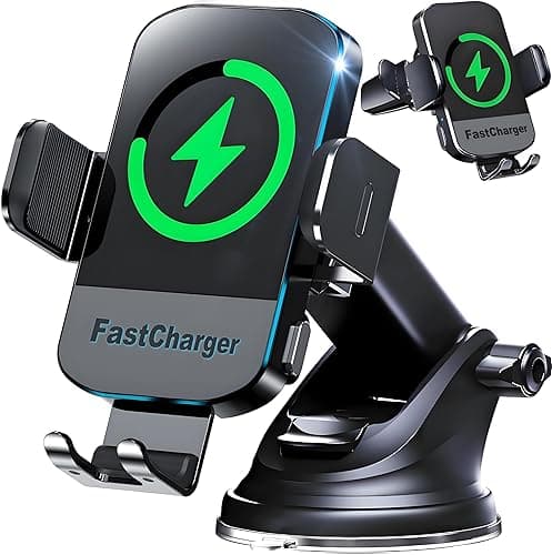 CHGeek Wireless Car Charger, 2025 Upgrade 15W Fast Charging Auto Clamping Car Phone Holder Charger, Phone Holders for car Mount, fit for iPhone 17 16 15 14 13 Mini Pro Max XR,Samsung Galaxy S25 Ultra - Image 1