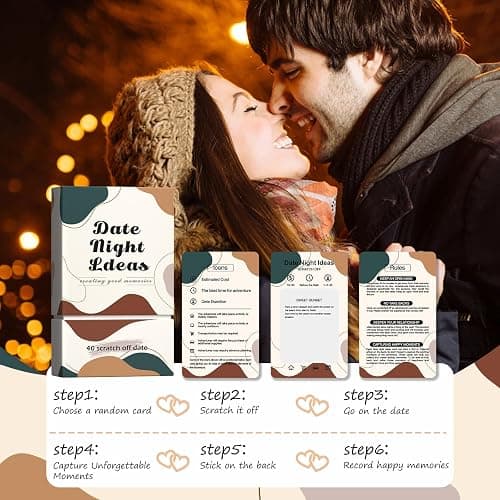 40 Scratch Off Date Night Ideas Cards, Romantic & Adventurous Engagement Couples Games Gifts, Anniversary Newlywed Wedding & Valentines Day Gifts for Him, Her, Boyfriend, Girlfriend, Husband or Wife thumbnail 7