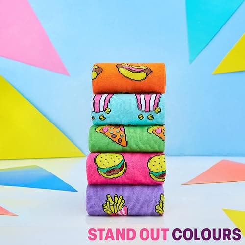CityComfort Womens Socks 5 Pack Gifts for Women Teens Cute Calf Length Socks Vibrant Colours Breathable Casual Sports Work thumbnail 3