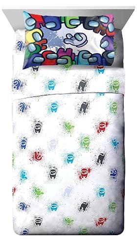 Jay Franco Among Us Space Splatter (4 Piece) Twin Size Bed Set - Includes Comforter & Sheet Set - Super Soft Fade Resistant Microfiber (Official Among Us Product) thumbnail 4