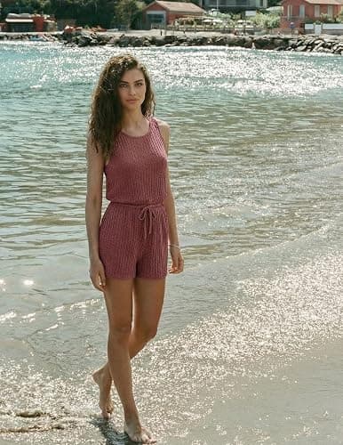 Ekouaer Rompers for Women Summer 2026 Casual Sleeveless Scoop Neck Tank Top Ribbed Short Jumpsuits Romper with Pockets thumbnail 4