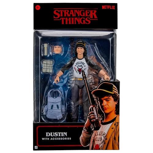 Stranger Things Dustin Henderson Upside Down Collector Figure - 6-Inch Highly Detailed Figure with Soft Good Clothing and Unique Accessories - Image 1