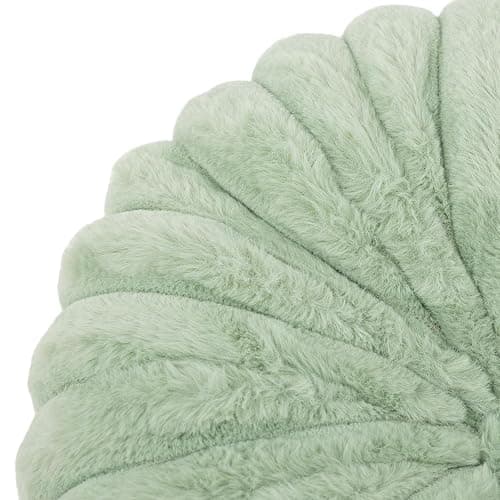 vctops Round Throw Pillow Soft Faux Fur Decorative Pillow Small Pumpkin Throw Pillow Cushion for Living Room Sofa Bed (Green,13.7" Diameter) thumbnail 4