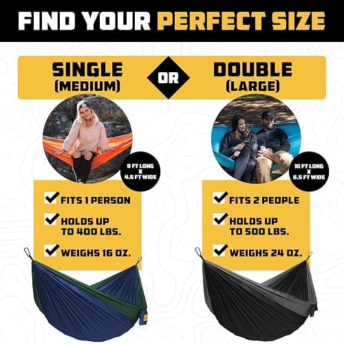 Wise Owl Outfitters Camping Hammock – 500lbs Portable Hammock with Tree Straps - Travel, Backpacking, Hiking, Outdoors Camping Gear - Single or Double thumbnail 2