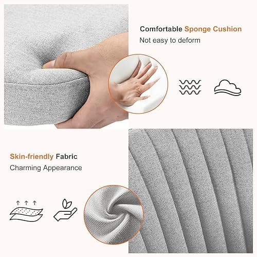 Sweetcrispy Armless Office Chair, Modern Fabric Home Office Desk Chairs with Wheels Adjustable Swivel Task Computer Vanity Seat for Small Spaces thumbnail 4