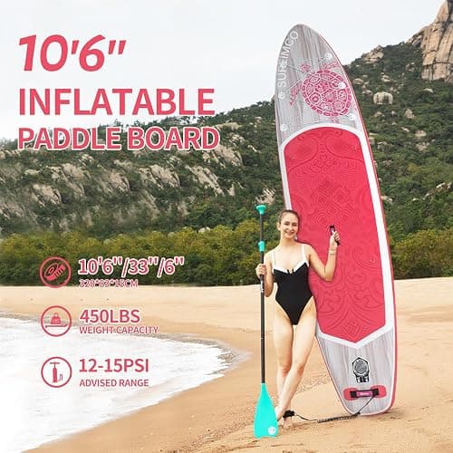 SUPEIMCO Inflatable Stand Up Paddle Board - Upgraded Glue-Free Hot Melt Technology, Long Service Life, 10'6", Anti-Slip EVA Deck, Full SUP Accessories, Included for Adults Youth All Skill Levels thumbnail 2