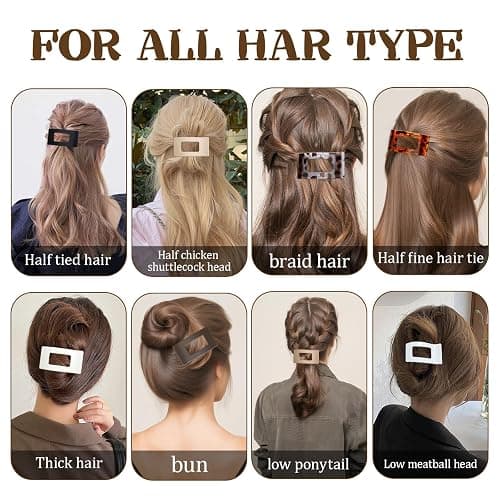8 PCS French Flat Hair Clips for Women Girls,Matte Lay Flat Claw Clips, Large No-Slip Claw clips for Thick & Thin Hair, Strong Hold Styling Barrettes Accessories for Daily Styling thumbnail 6