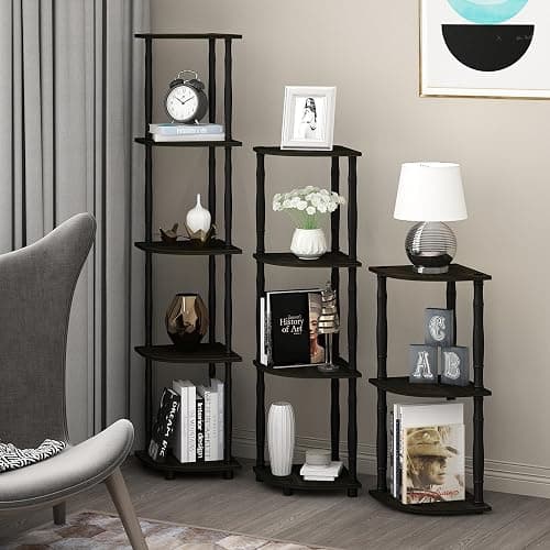Furinno Turn-N-Tube 5 Tier Corner Display Rack Multipurpose Shelving Unit with Classic Tubes, Espresso/Black (18035EX/BK) thumbnail 2