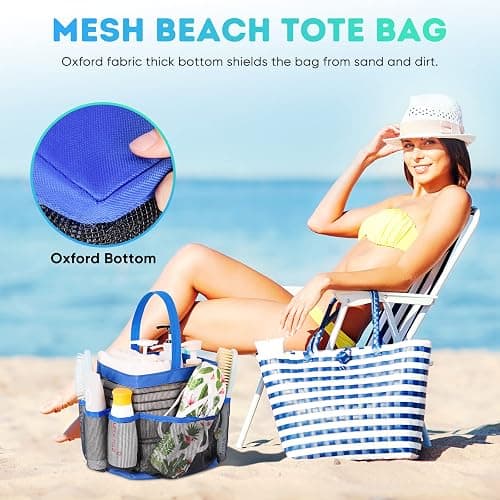EUDELE Mesh Shower Caddy Portable for College Dorm Room Essentials,Shower Caddy Dorm with 9-Pocket Large Capacity for Beach,Swimming,Gym,Travel essentials, Blue thumbnail 5