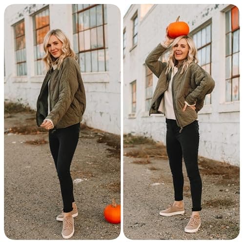 Wefebi Womens Dolman Quilted Lightweight Jackets Full-zip Stand Collar Loose Warm Winter Outwears with Pockets thumbnail 5