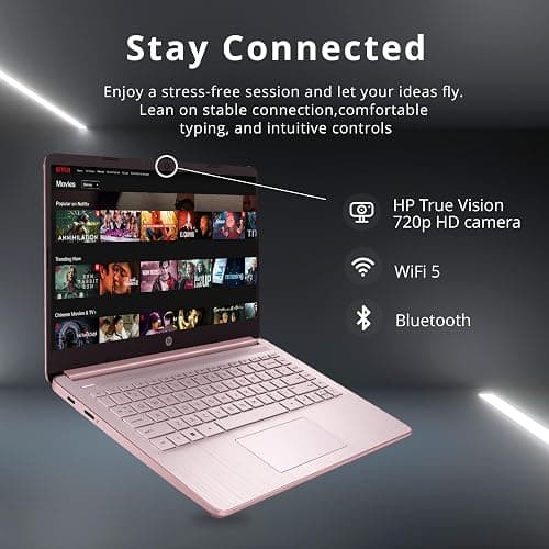 HP Stream 14" HD BrightView Laptop, Intel Celeron N4120 Processor, 16GB RAM, 64GB SSD, Intel UHD Graphics, 720p Webcam, WiFi, HDMI, Win 11 S, Pink (Renewed) thumbnail 4