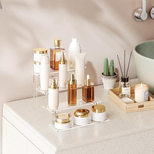 WINKINE Acrylic Display Stand Riser, Perfume Stand Organizer 4 Tier, Holder Shelves Compatible with Funko POP Figures, Cologne Organizer for Men, Acrylic Risers for Display, Clear Bedroom Shelf Holder thumbnail 8